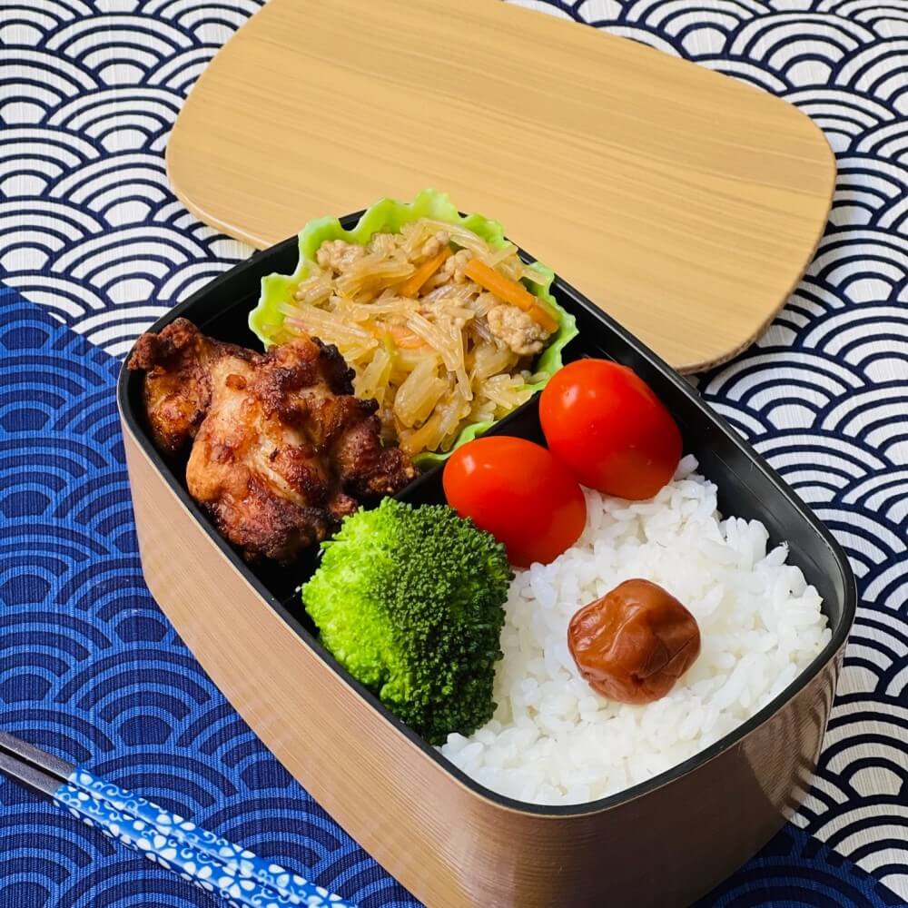 1 tier bento box hinoki nuri wappa with food