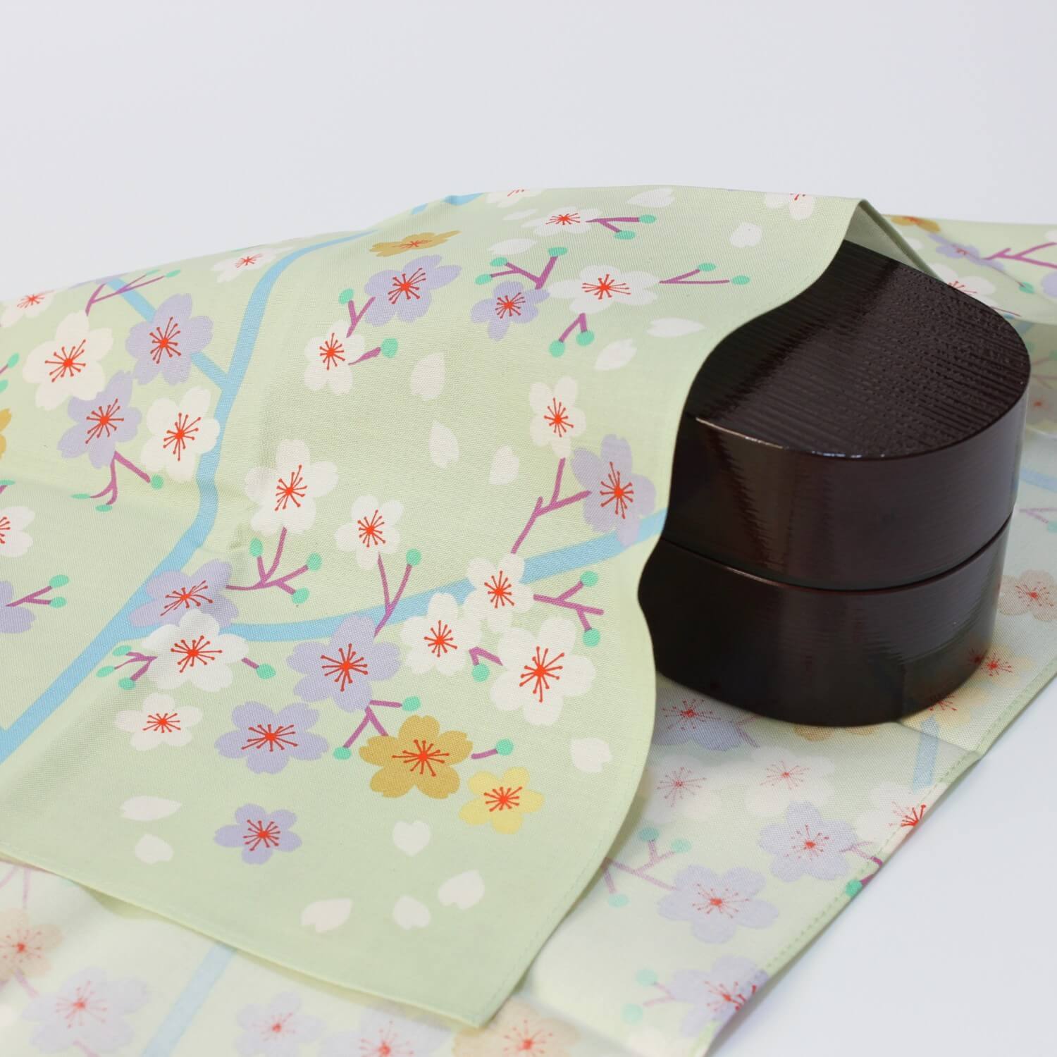 Hime Musubi Adeline Klam Sakura Furoshiki Wrapping Cloth 50cm | Green, Blue Grey