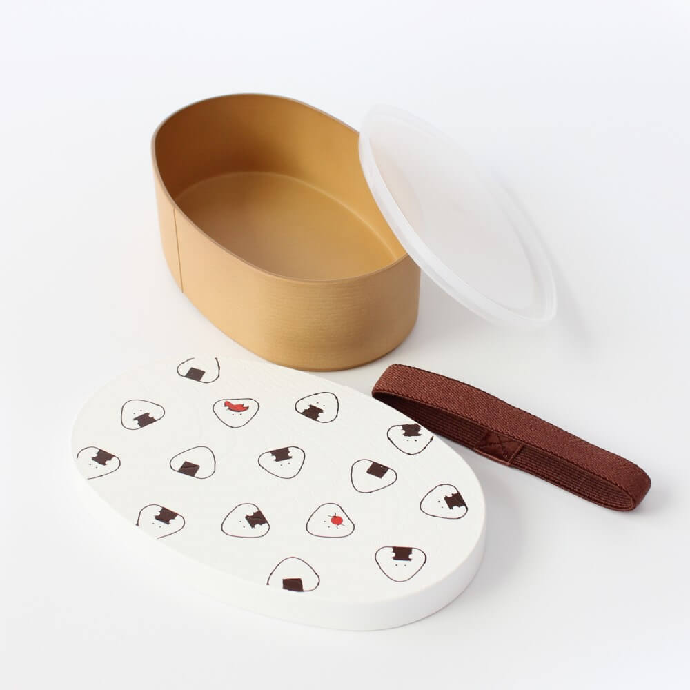 all parts of white gyutto onigiri bento box