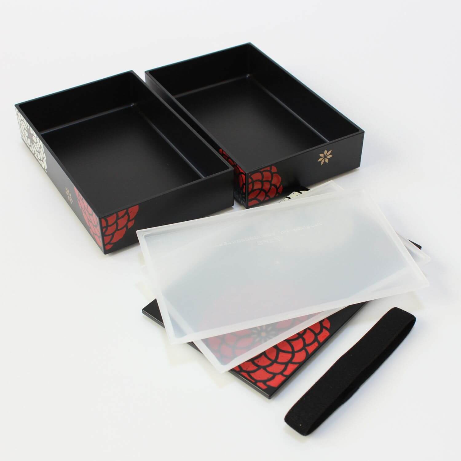 Momoka Rectangle Black 2 Tier Bento Box