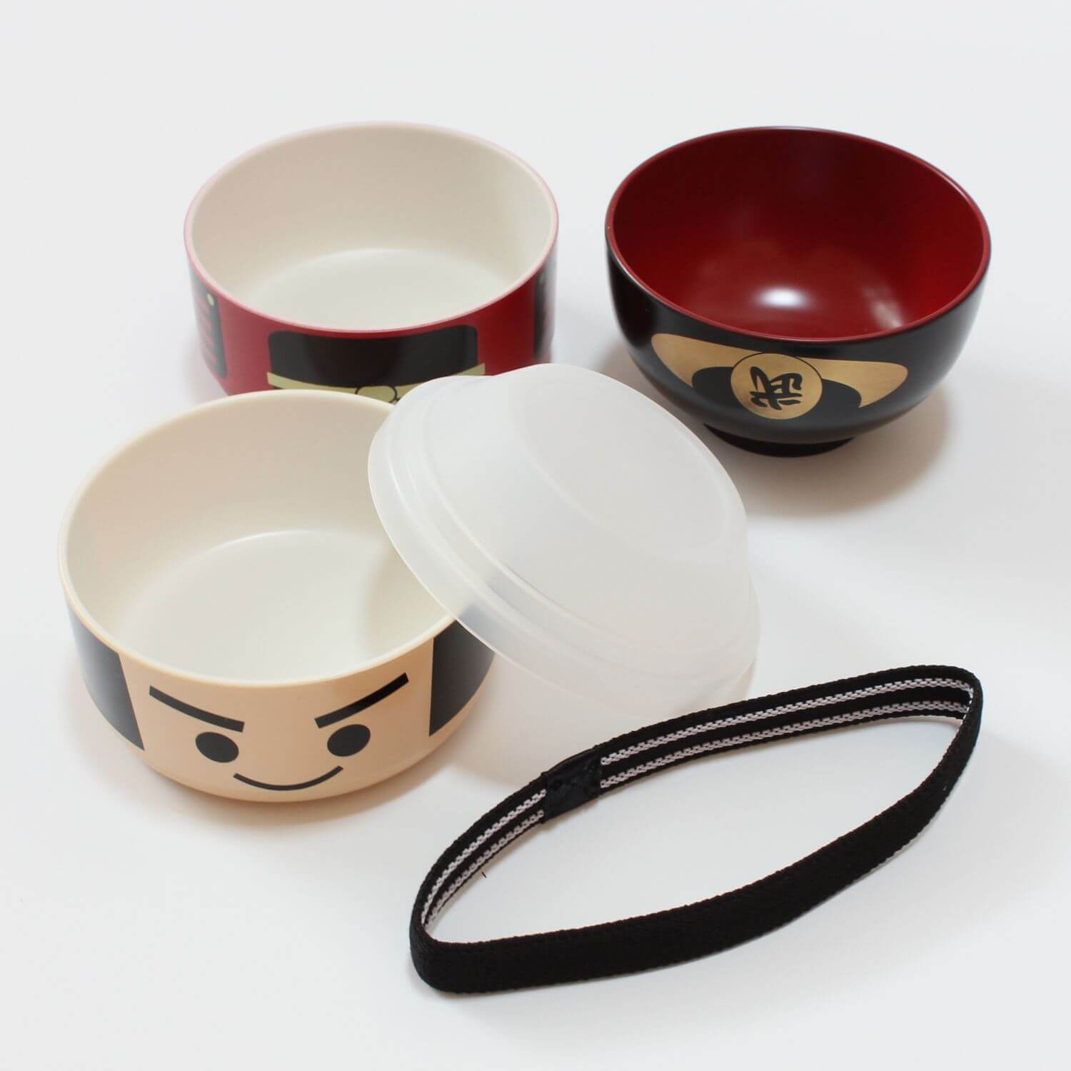 all parts of the mini kokeshi bushi bento box and bowl