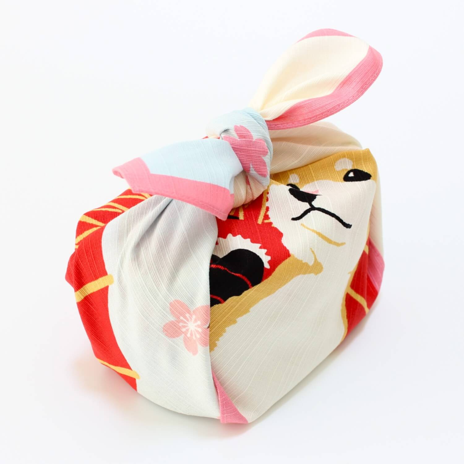 angled shot of wrapped shiba sakura furoshiki