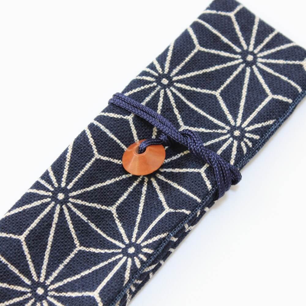 asanoha fabric chopsticks case close up soraban bead tie