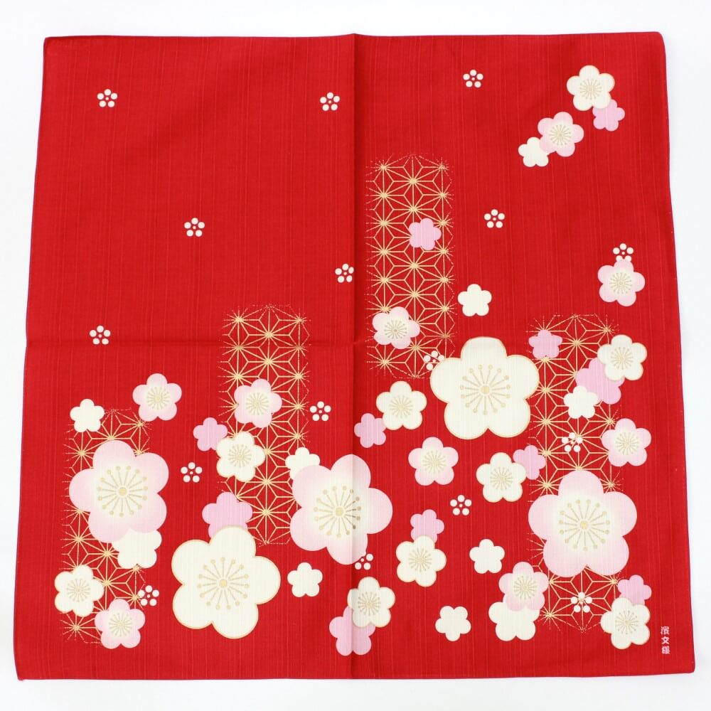 asanoha plum red furoshiki hama monyo