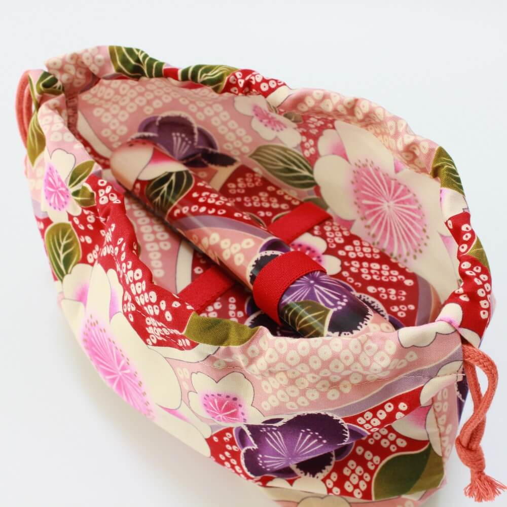 bento box chopsticks fit inside sakura blossoms bento bag