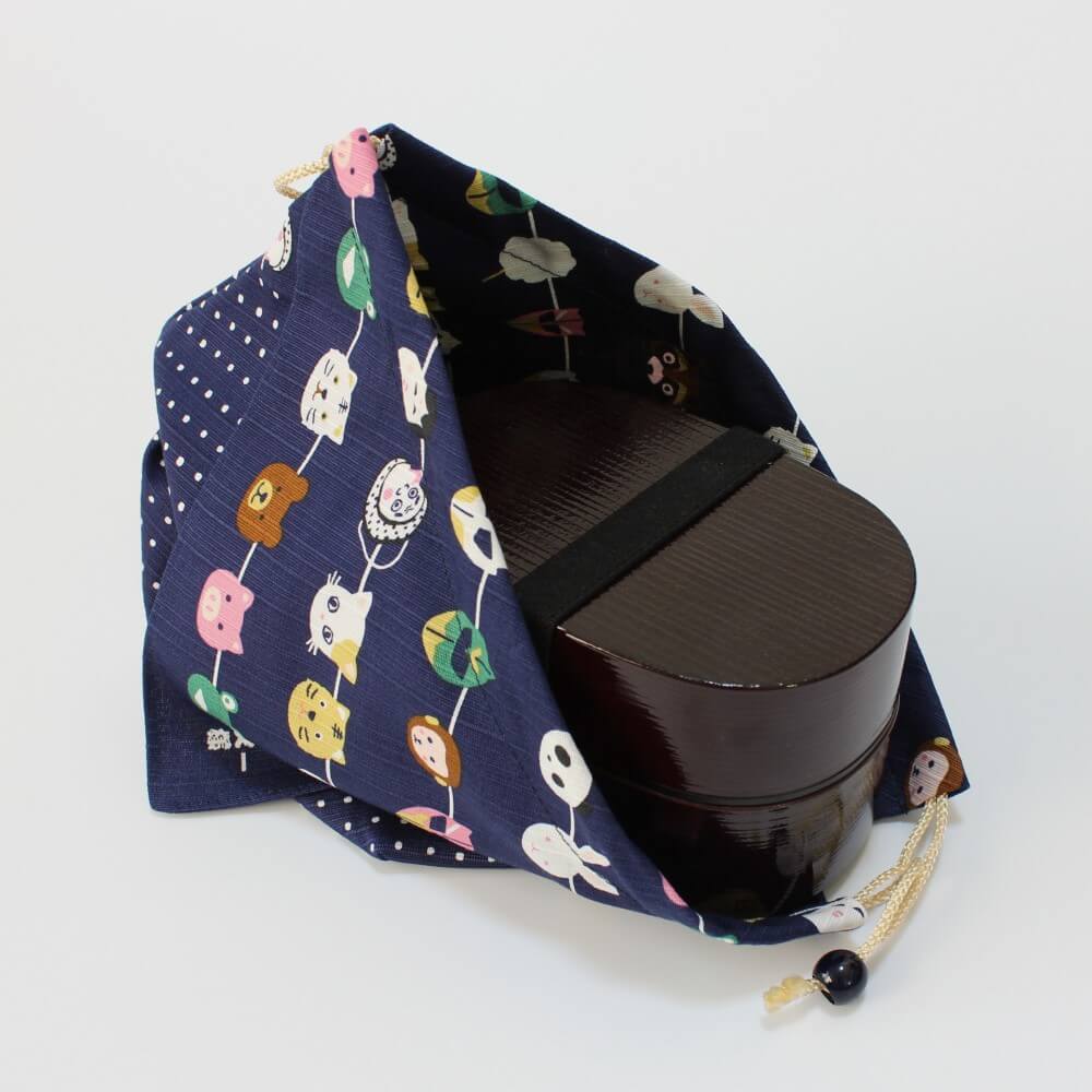 brown bento box in japanese masks navy bento lunch bag