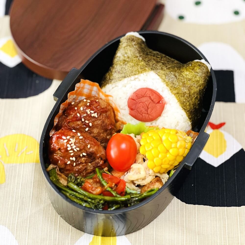 cat onigiri in bento box bento
