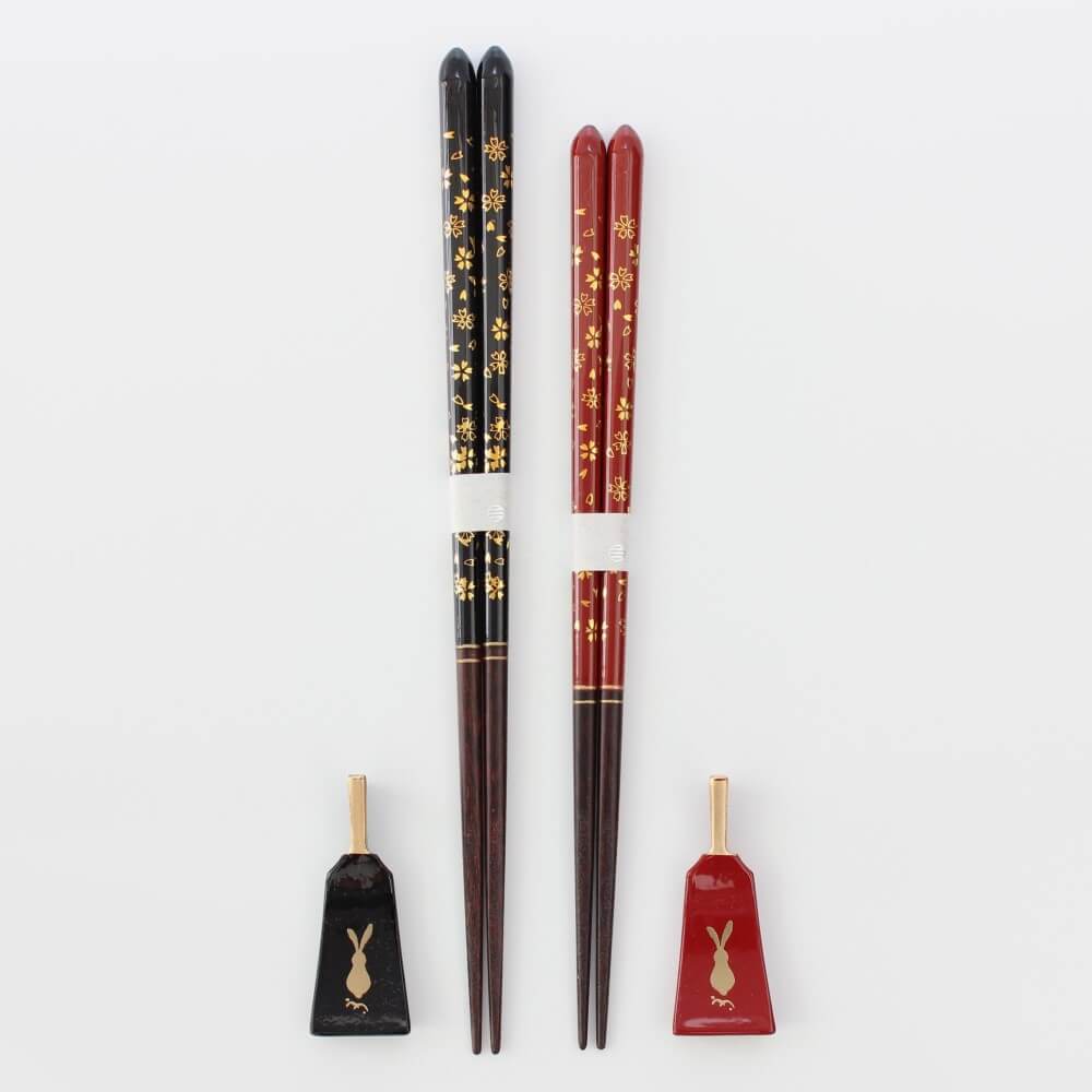 chopsticks and rests overhead shot hanakagari