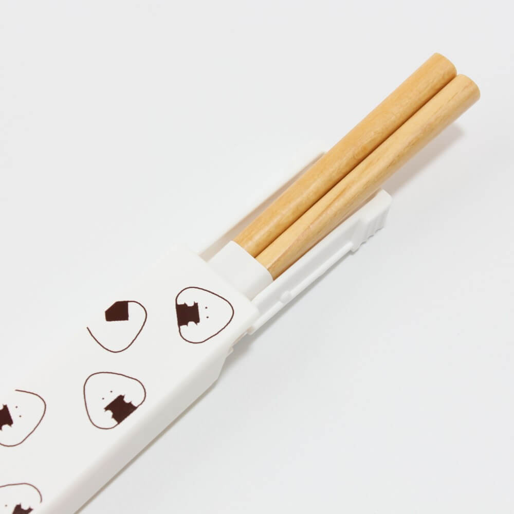 chopsticks inside case onigiri case set white