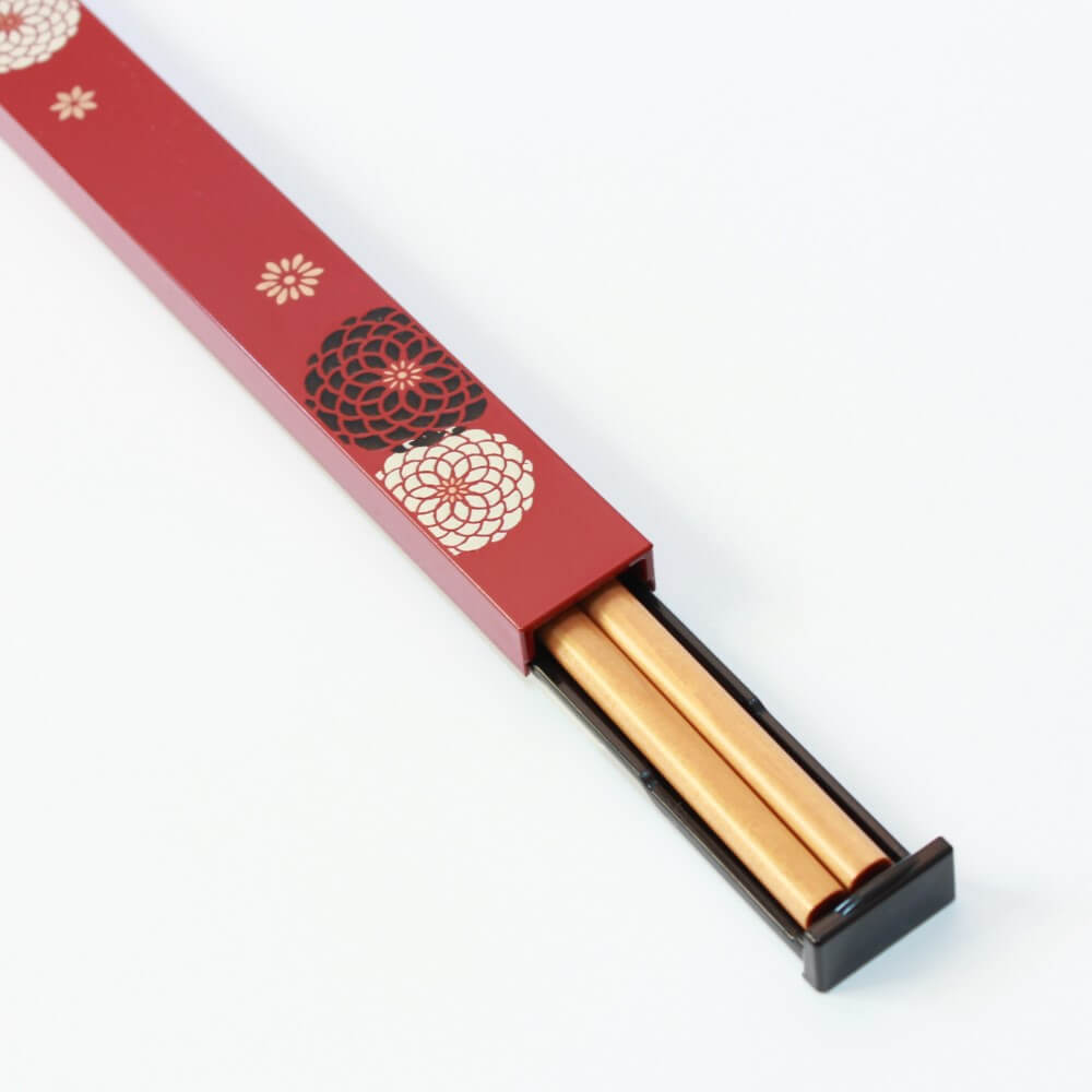 chopsticks inside momoka red chopsticks case