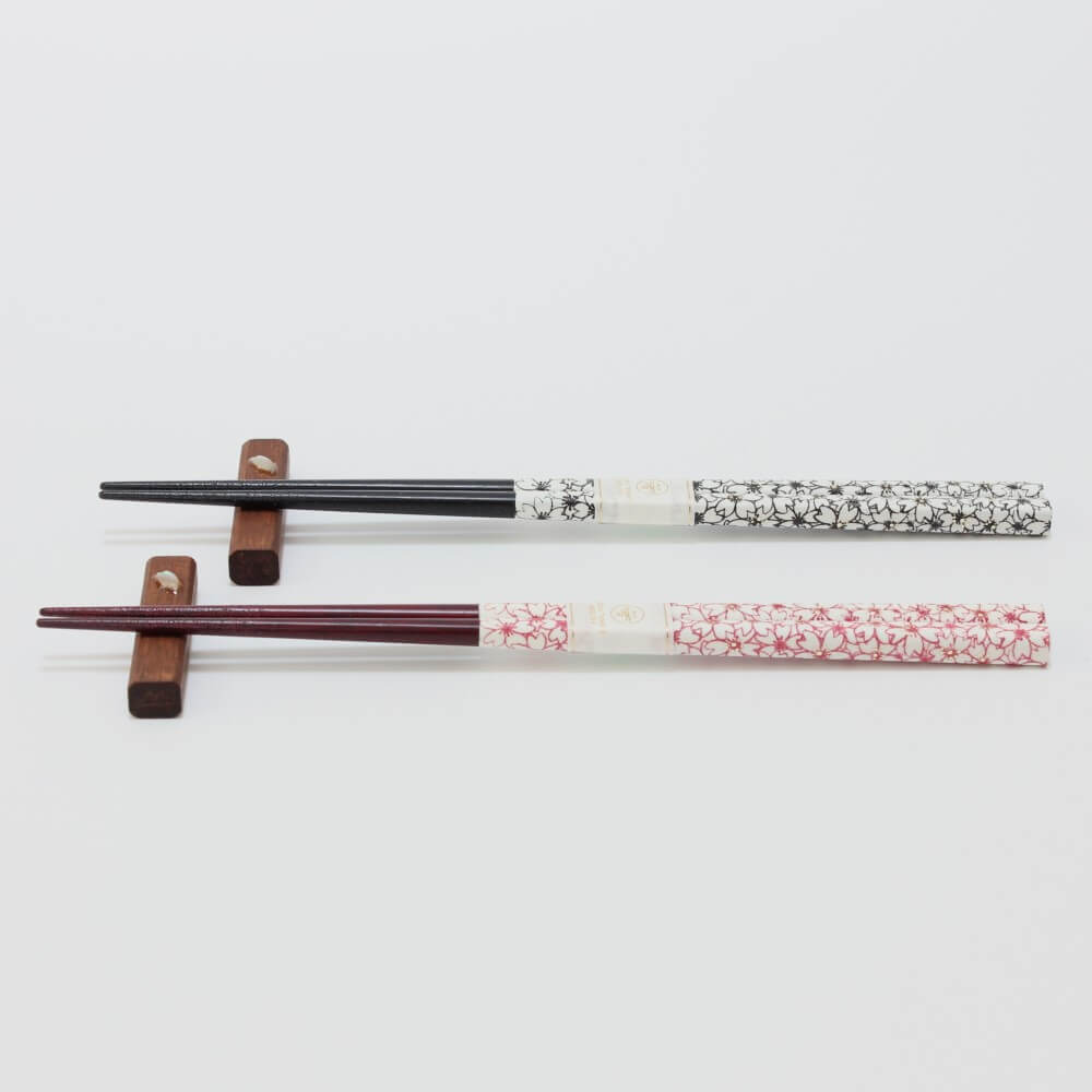 chopsticks on rests modern sakura black and red