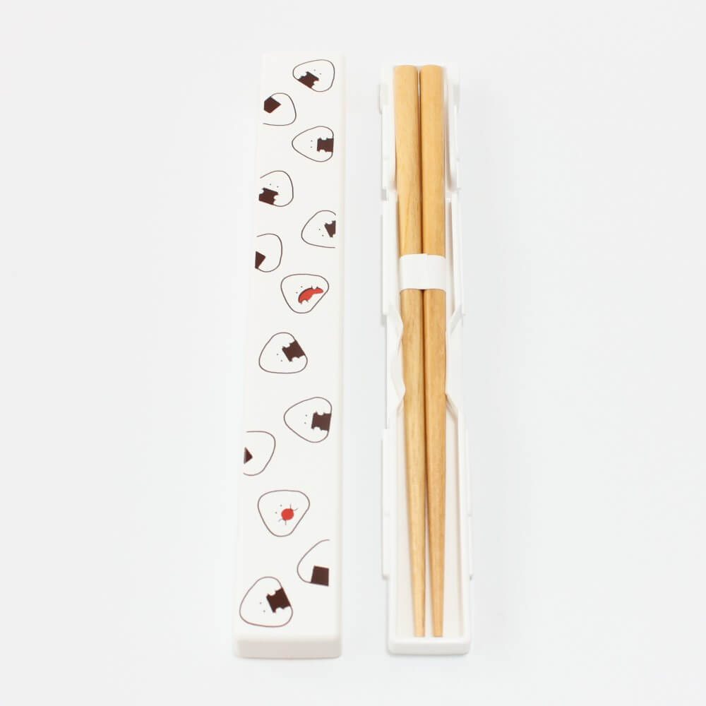 chopsticks case lid and base onigiri chopsticks case white