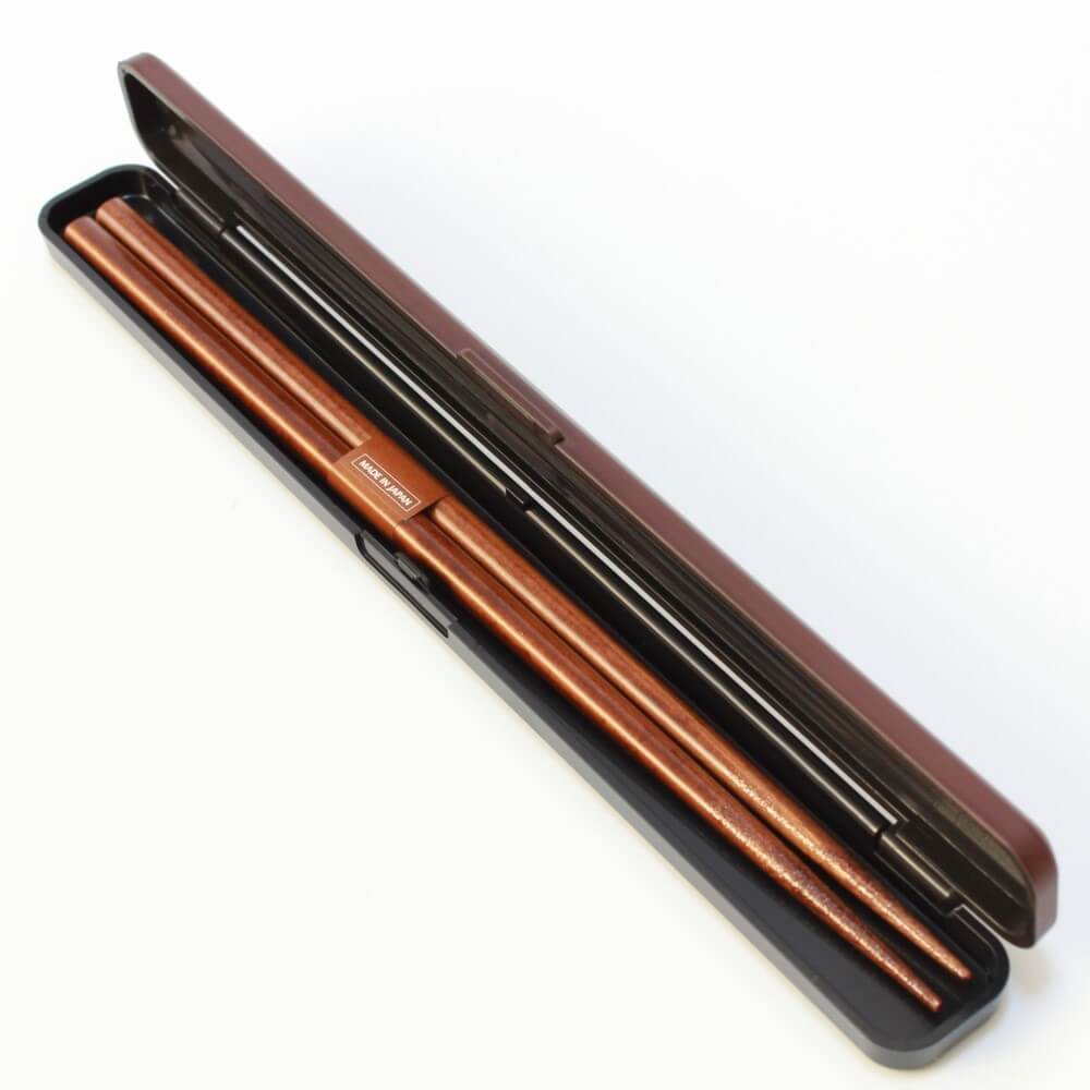 chopsticks in tochi brown case