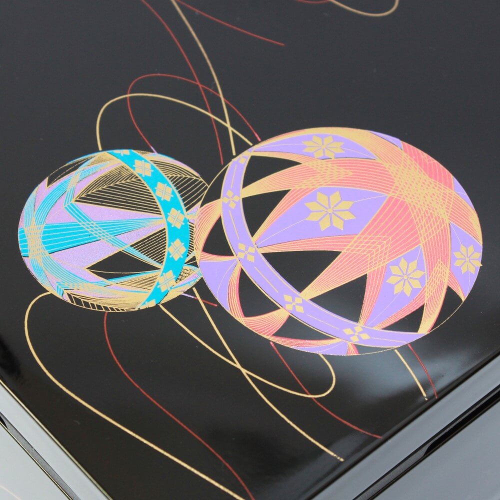 close temari balls pink blue picnic bento box