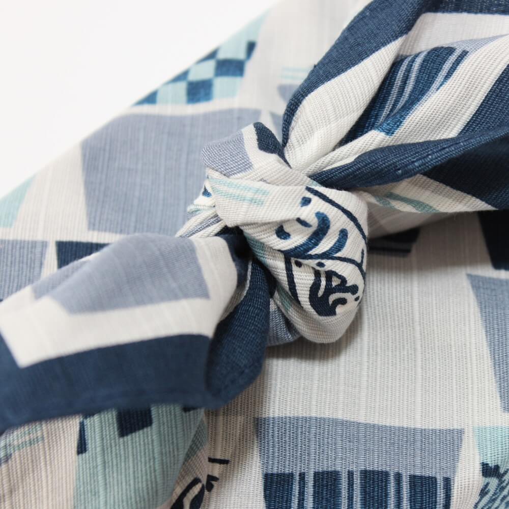 close up of the knot of a tied furoshiki