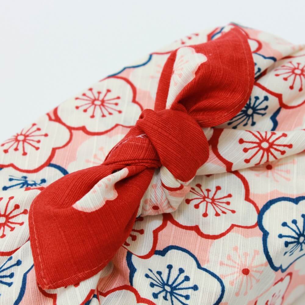 close up knot tied furoshiki ume zukushi