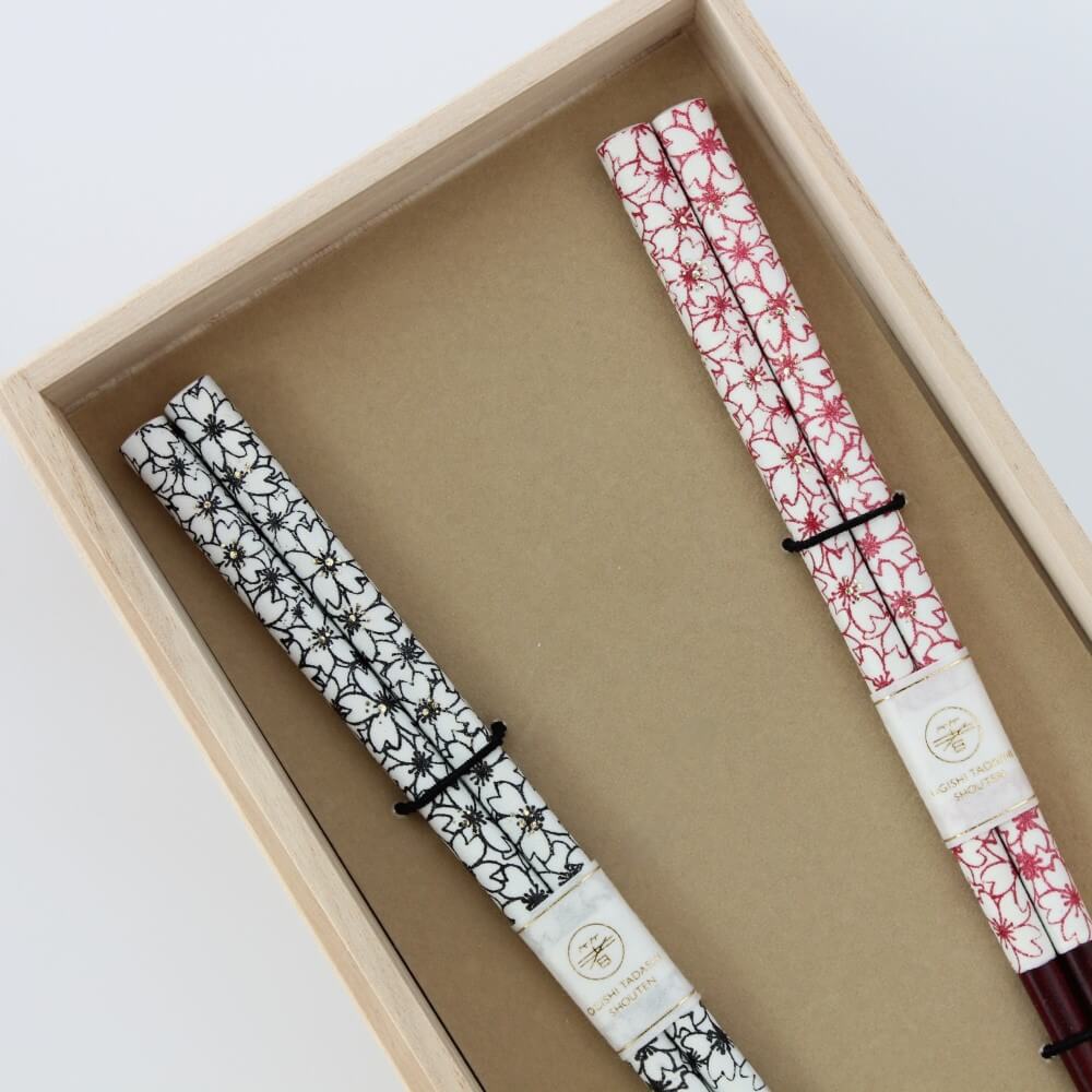 close up modern sakura chopsticks gift set