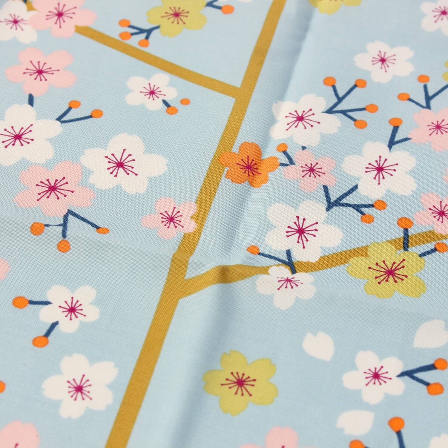 Hime Musubi Adeline Klam Sakura Furoshiki Wrapping Cloth 50cm | Green, Blue Grey