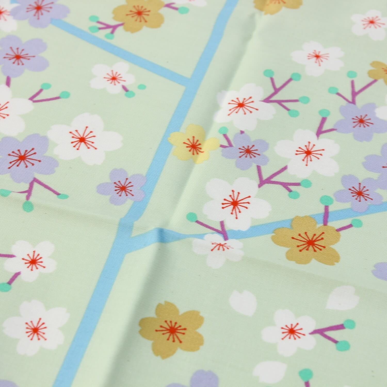 Hime Musubi Adeline Klam Sakura Furoshiki Wrapping Cloth 50cm | Green, Blue Grey