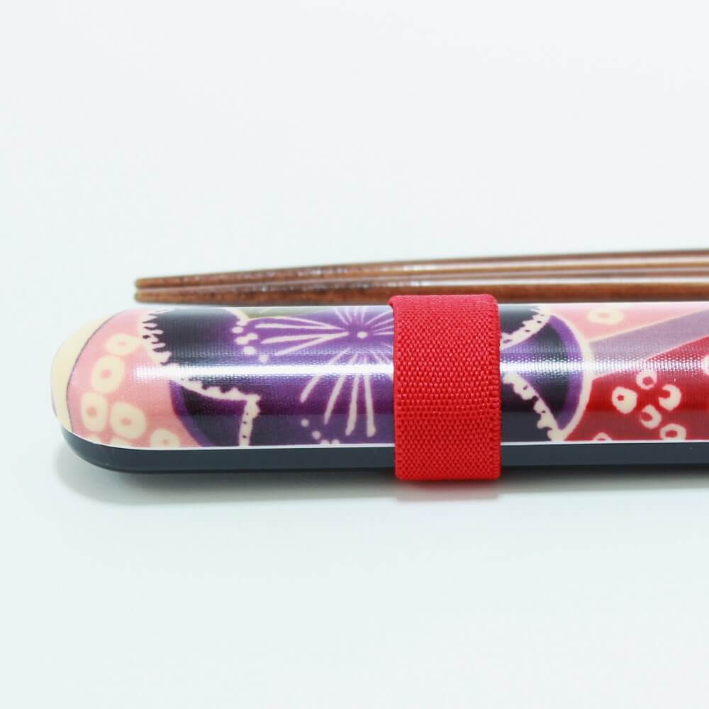 close up sides sakura blossoms chopsticks case set