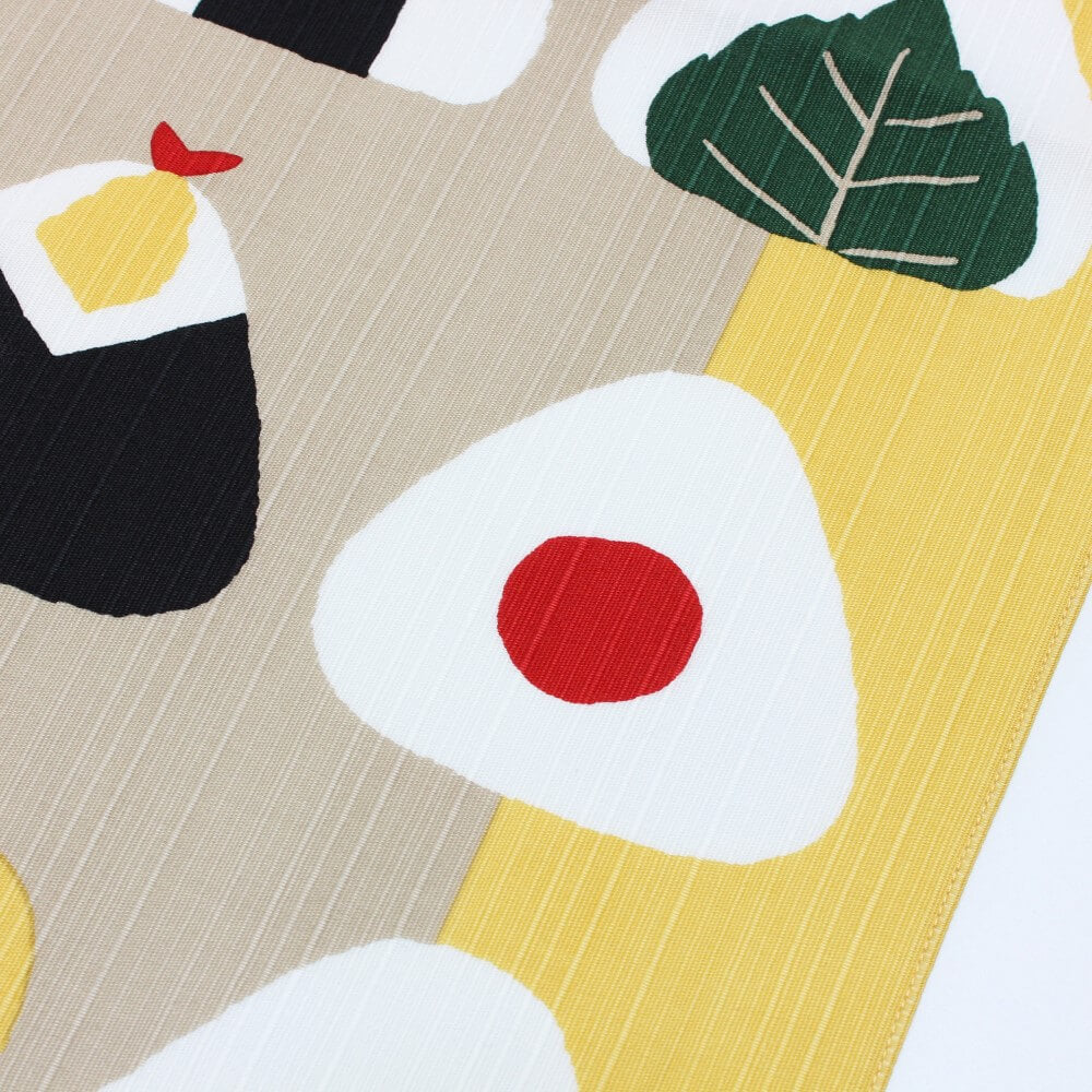 close up of umeboshi onigiri hama monyo furoshiki