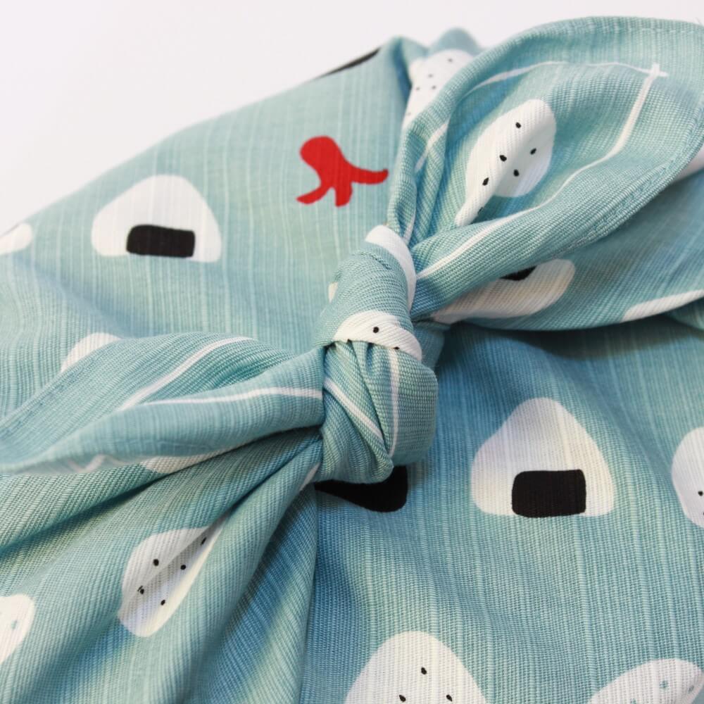 closeup knot onigiri furoshiki wrap