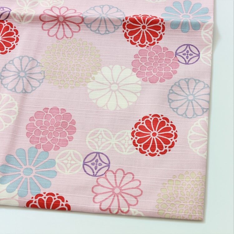 closeup of corner of pink 90cm japanese wrapping cloth