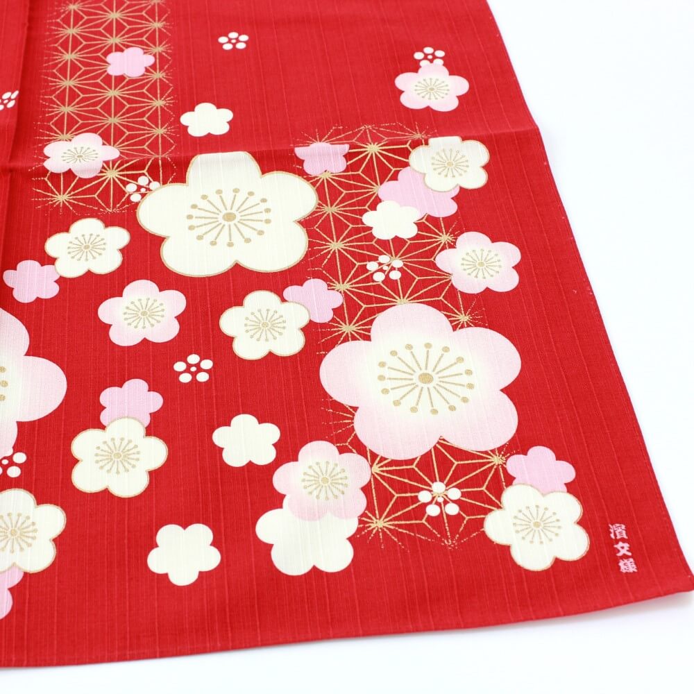 corner asanoha plum red furoshiki