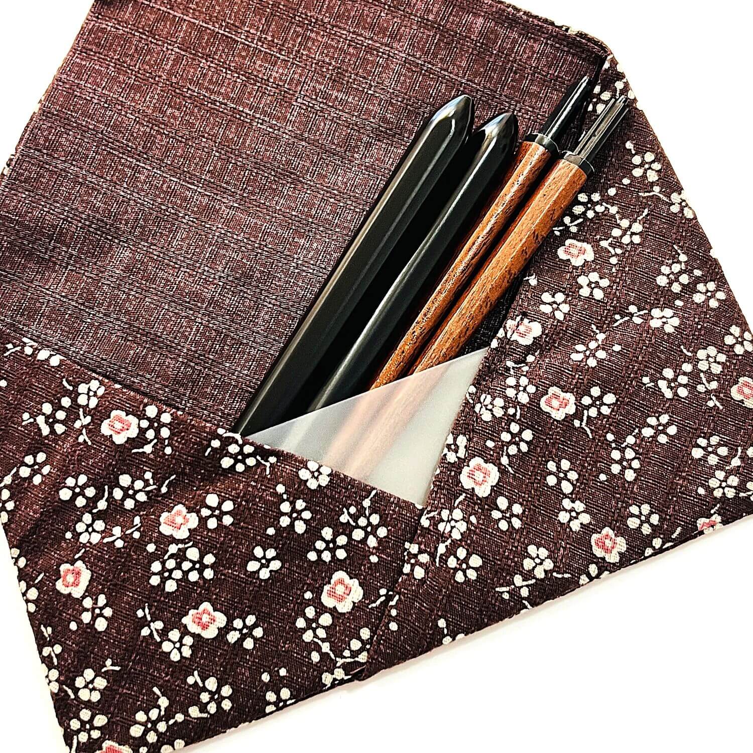 Detachable chopsticks with pouch | Plum flower purple | 23cm chopsticks