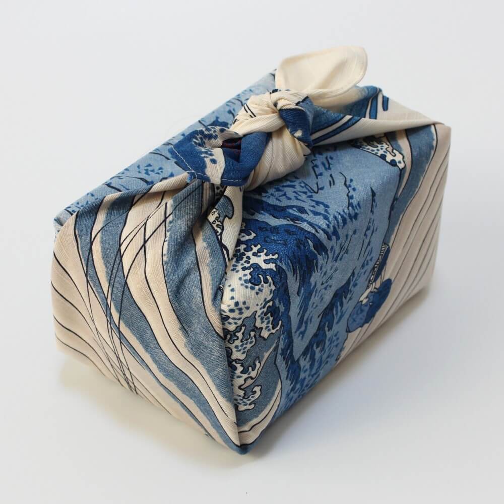 diagonal angle shot koshu kajikazawa furoshiki wrapped bento box