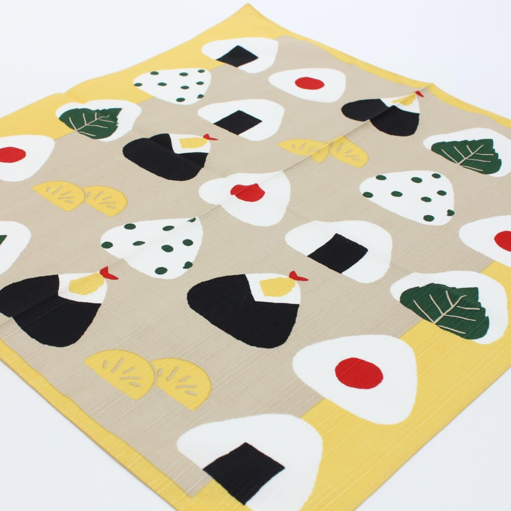 different onigiri types furoshiki laid flat