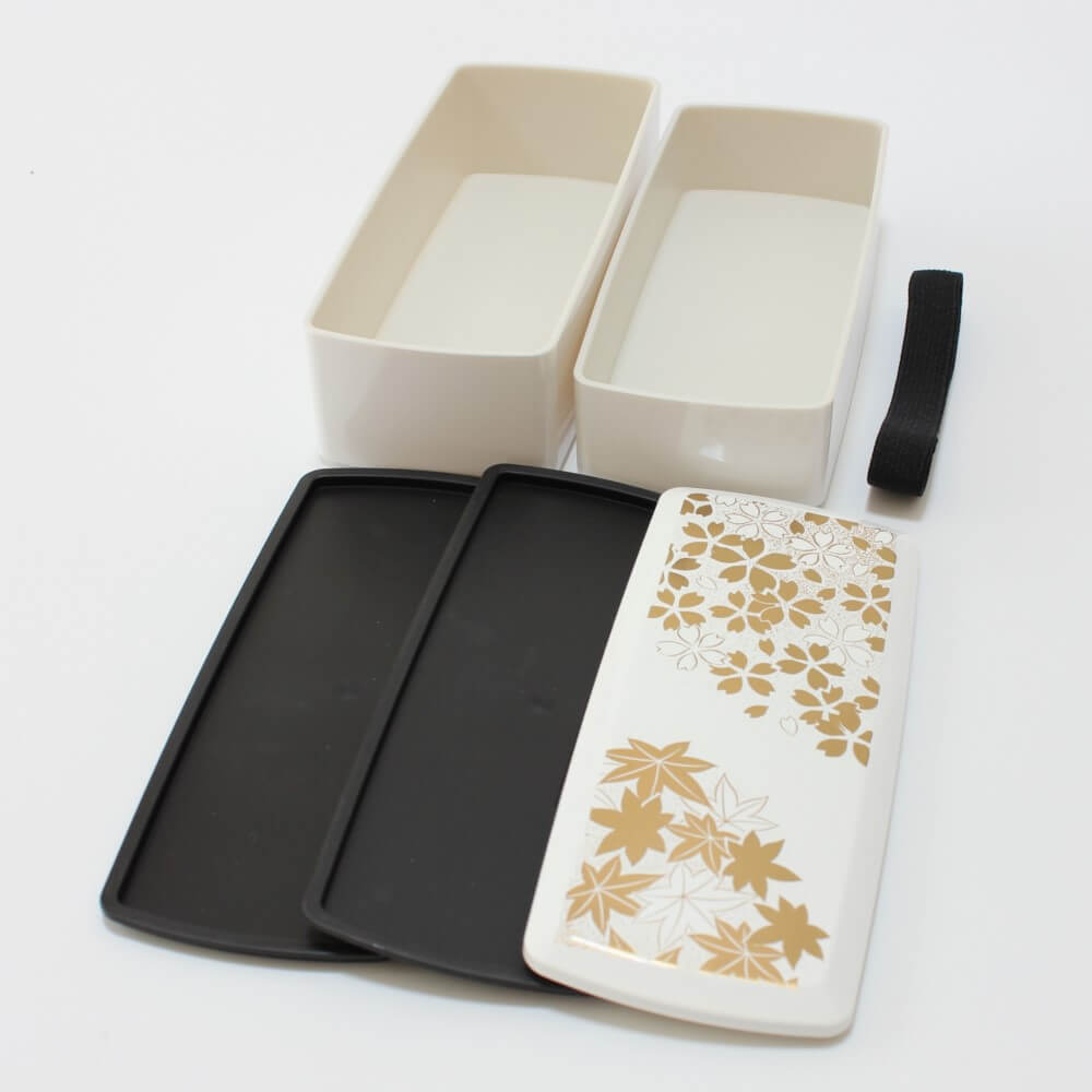 disassembled hanamaru white rectangle bento box