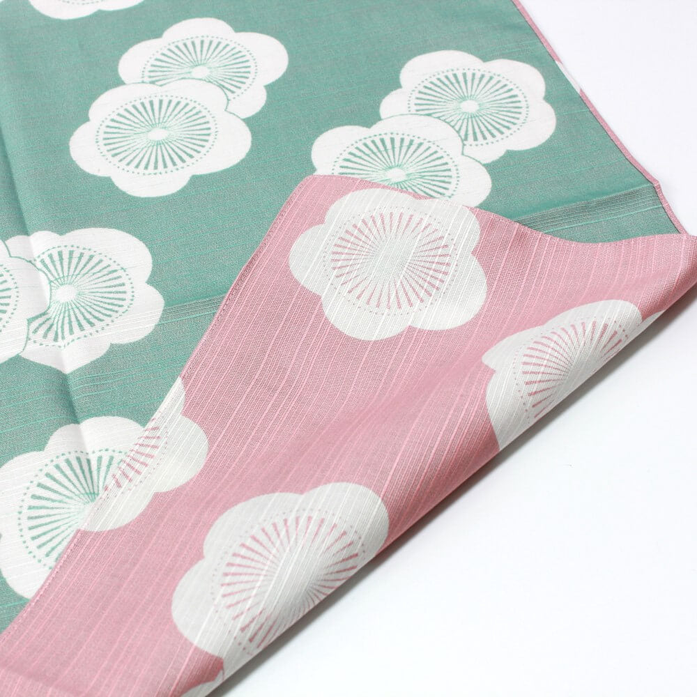 Isa Monyo Japanese Plum Baby Pink and Blue Double Sided Furoshiki Wrapping Cloth 48cm