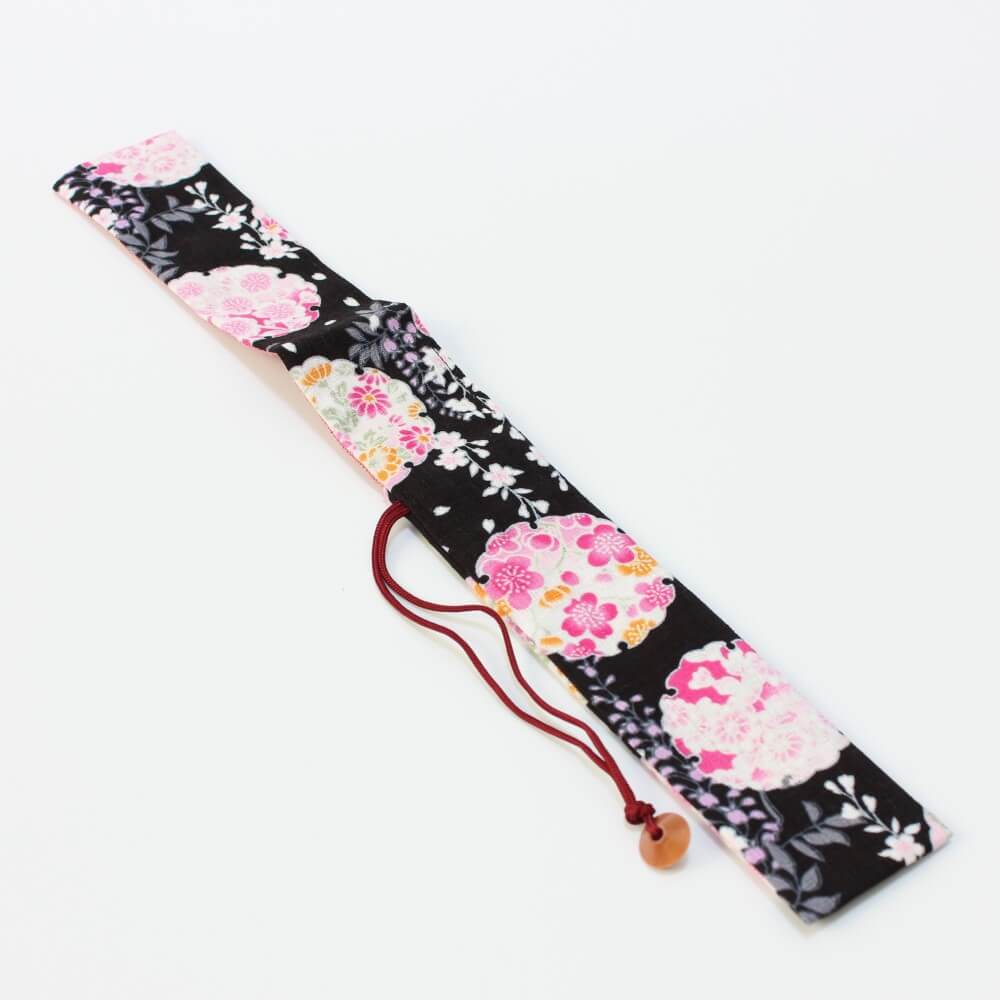 flowers night fabric chopsticks case flap underside