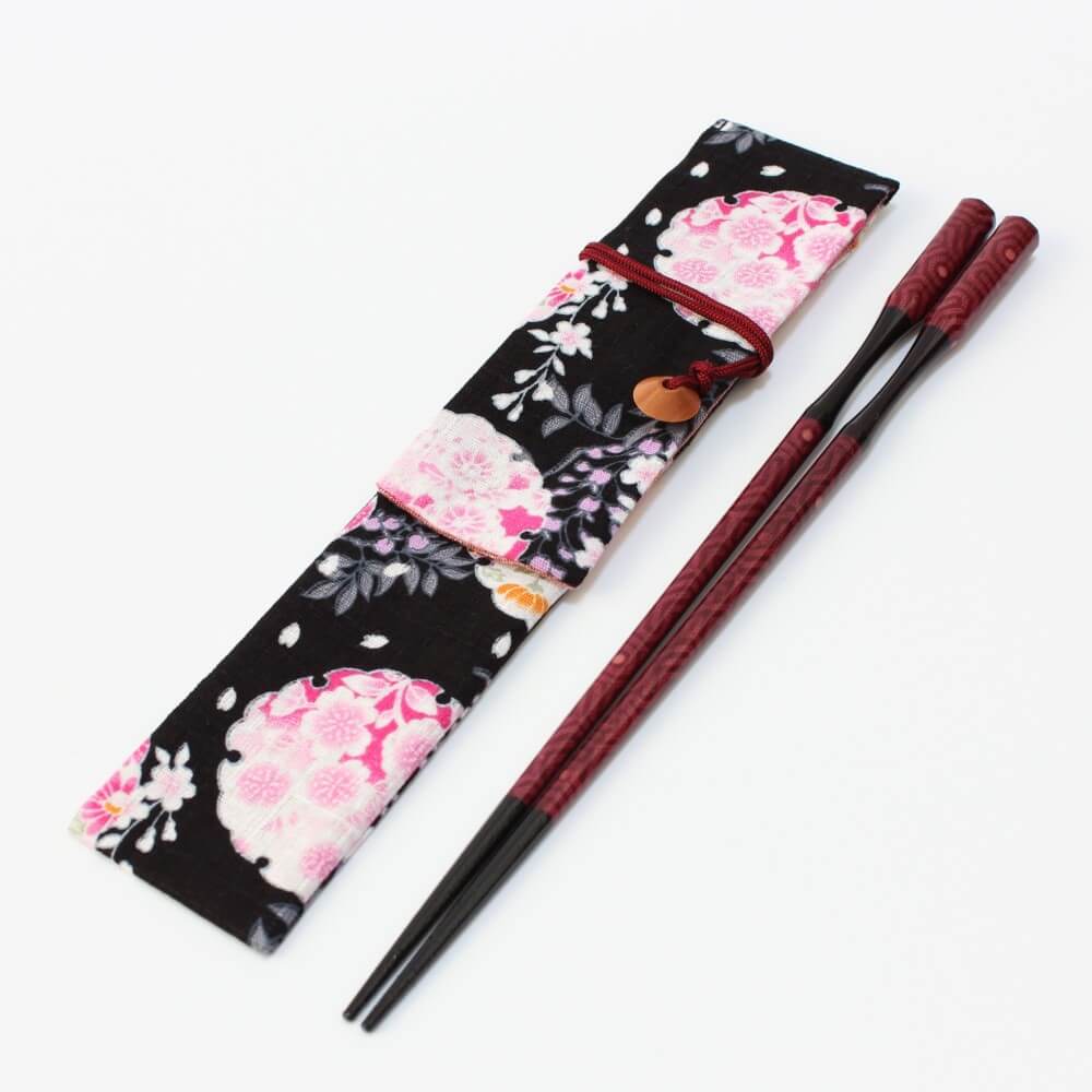flowers night fabric chopsticks case flap version with chopsticks