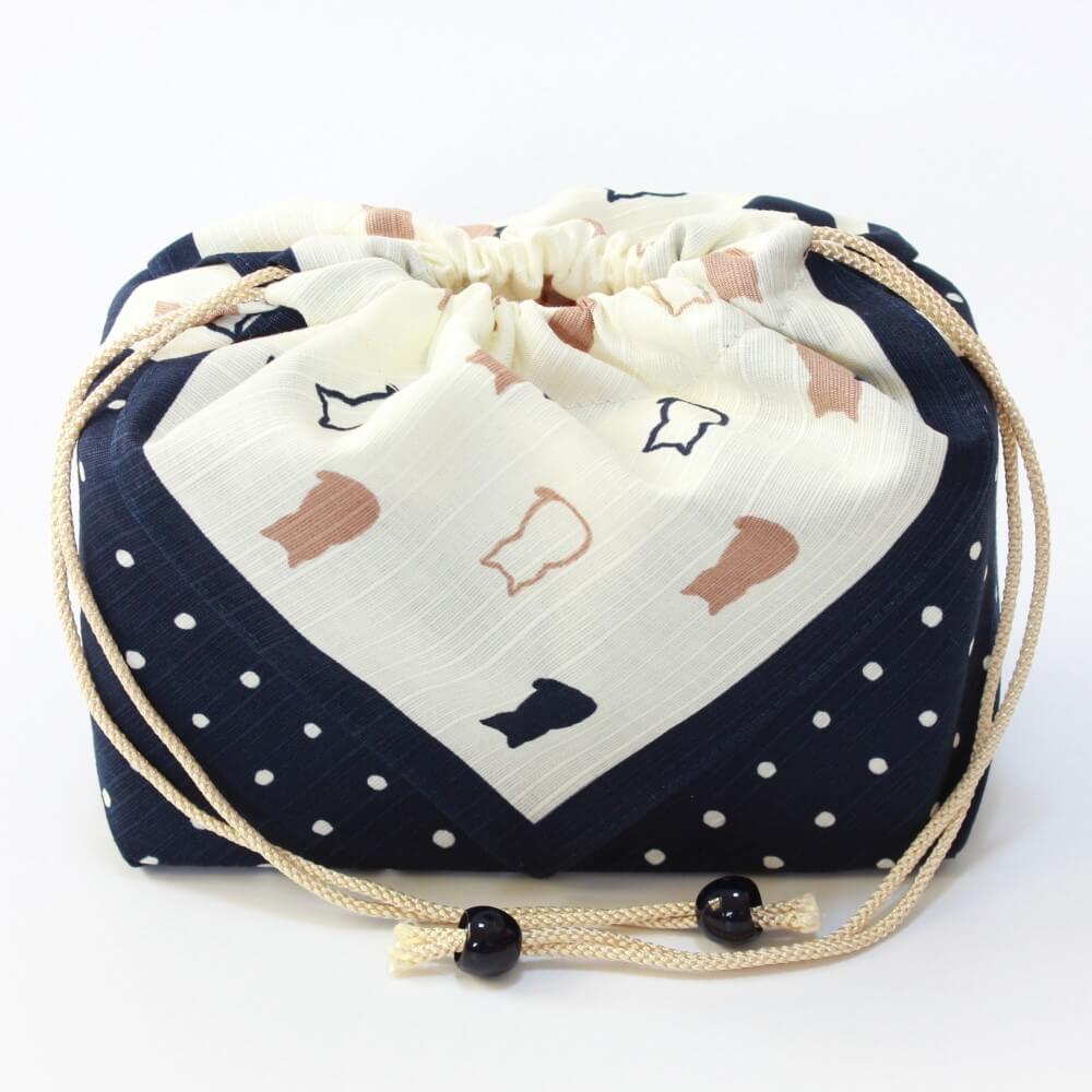 full side profile cat navy bento lunch bag