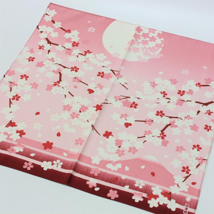 full view of the sakura scape furoshiki laid lout