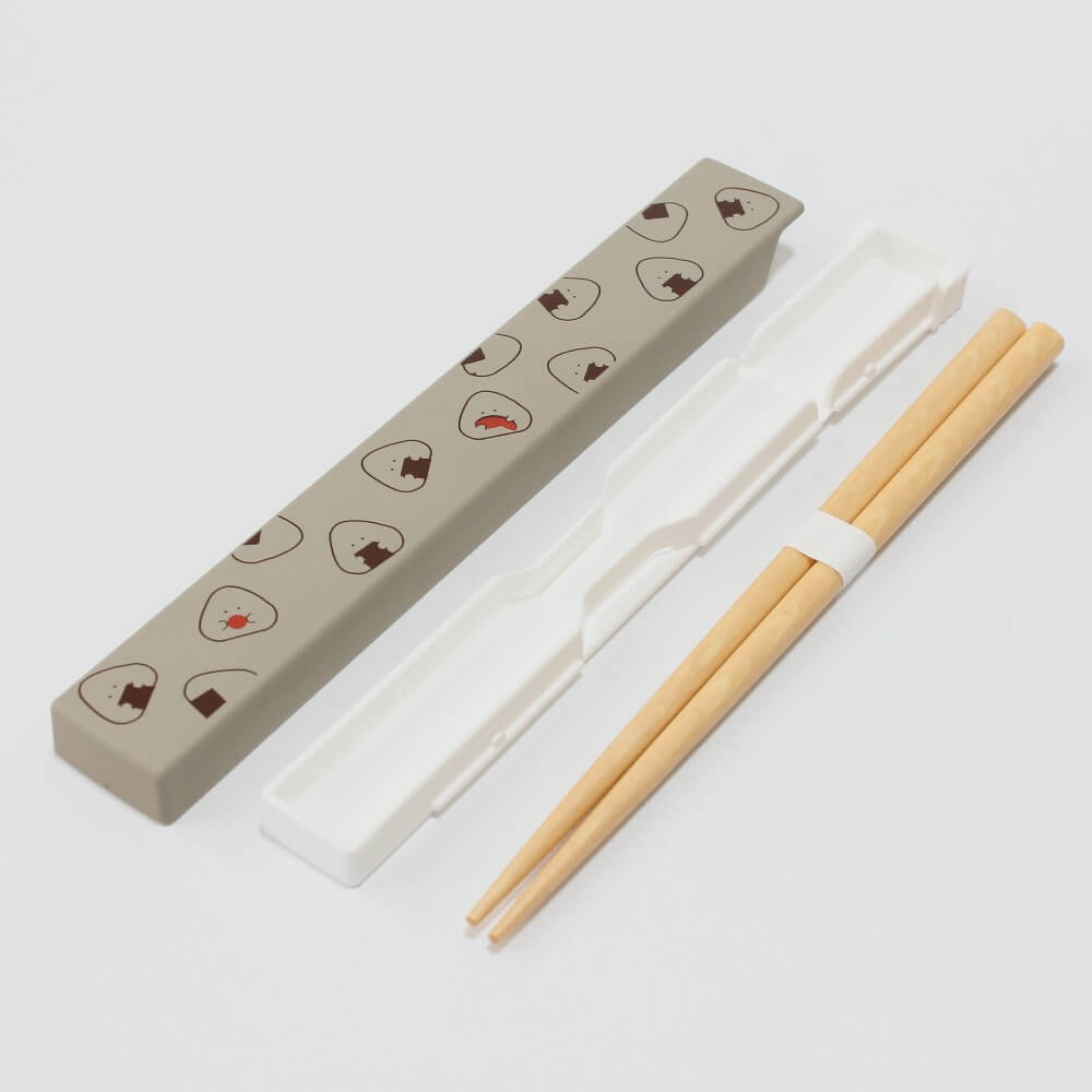 grey onigiri chopsticks case set all parts