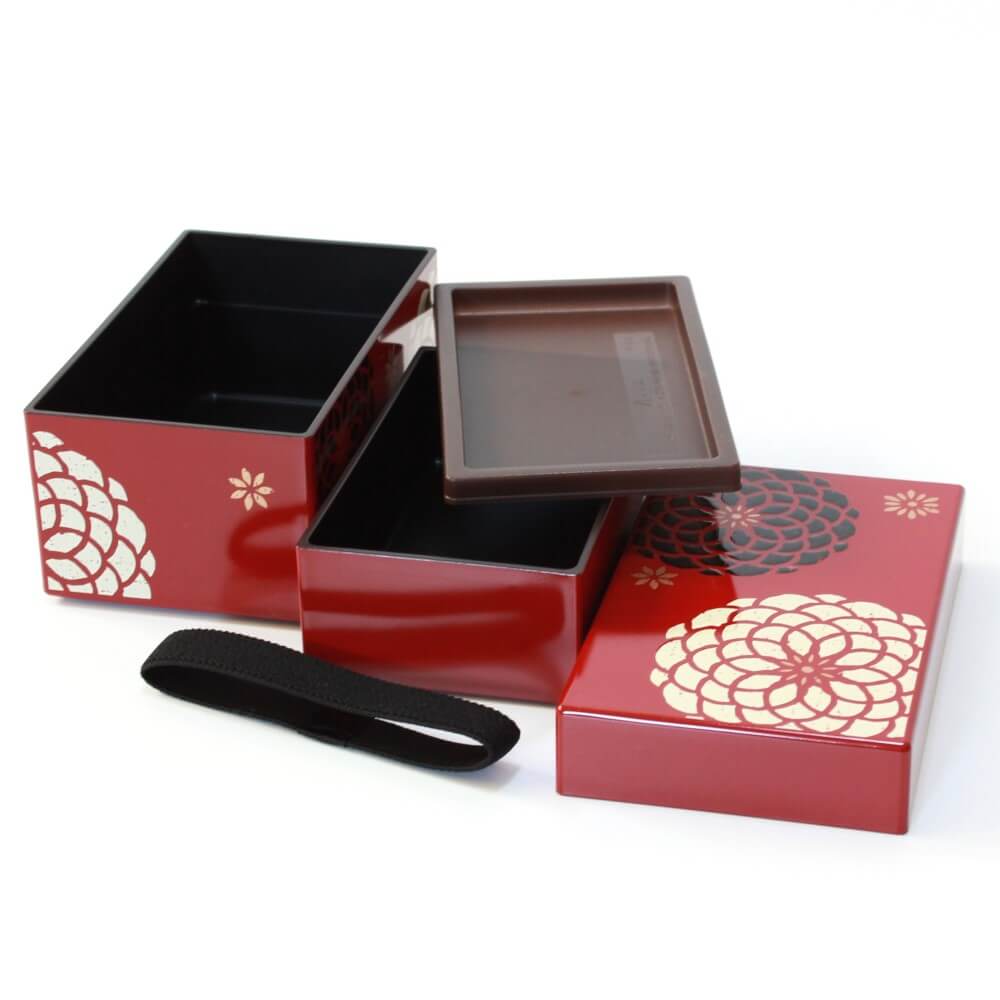 hakoben red bento box disassembled