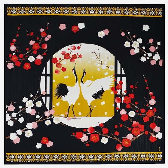 hamamonyo crane dance 90cm furoshiki