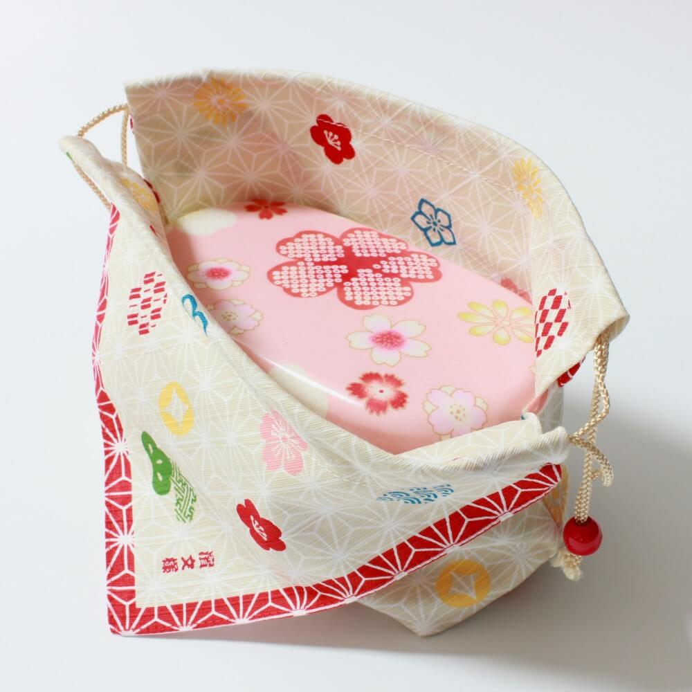 hana hime komon bento bag with bento box inside