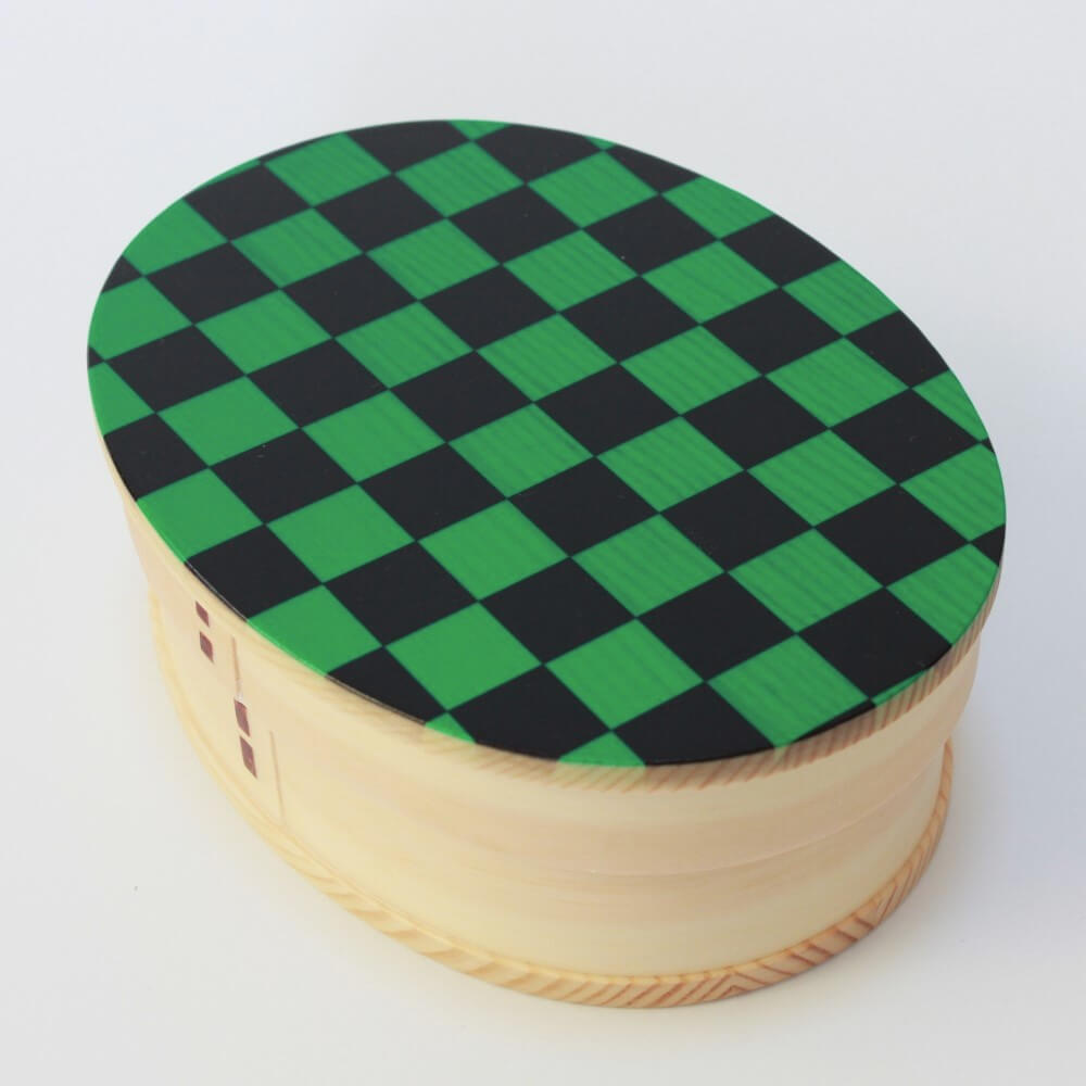 ichimatsu green magewappa wood bento box