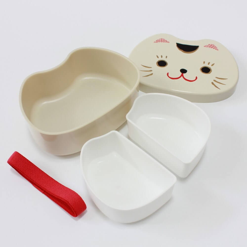 inner compartments removed maneki cat white bento box