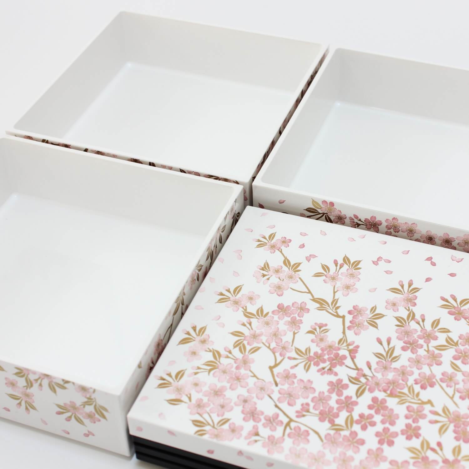 Sakura White and Pink 3 Tier Picnic (Jubako) Bento Box