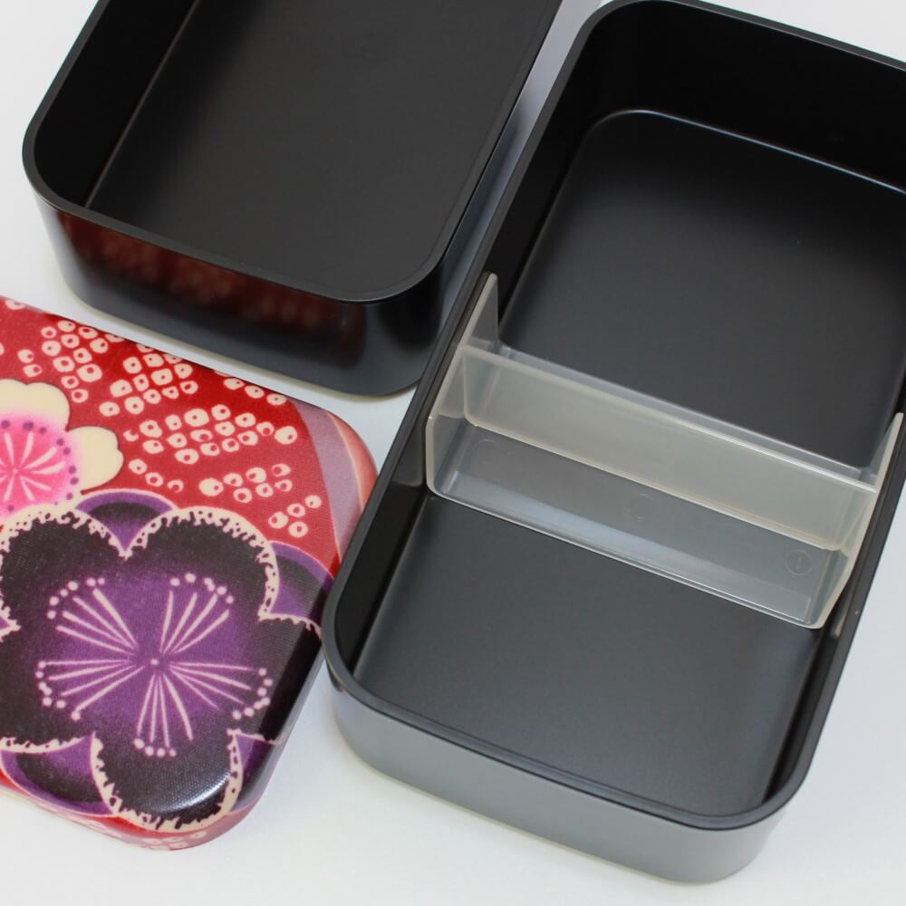 inside sakura blossoms 2 tier bento box rectangle