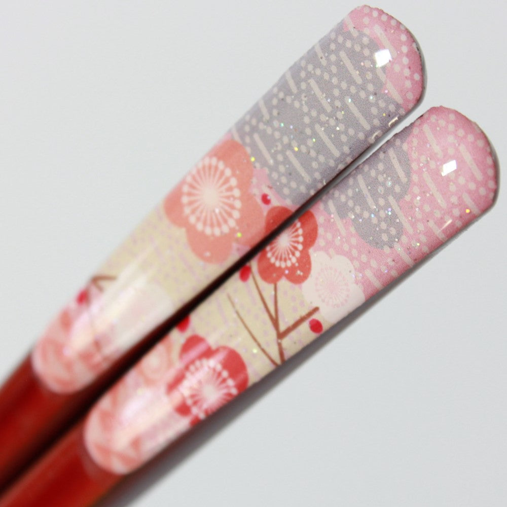japanese plum design fukuju chopsticks red
