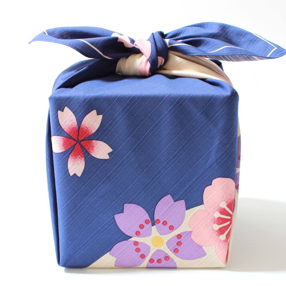 jubako wrapped in 90cm sakura shizuka furoshiki