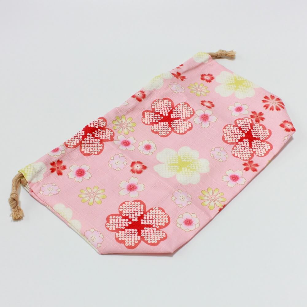 kimono yume sakura bento lunch bag laid flat