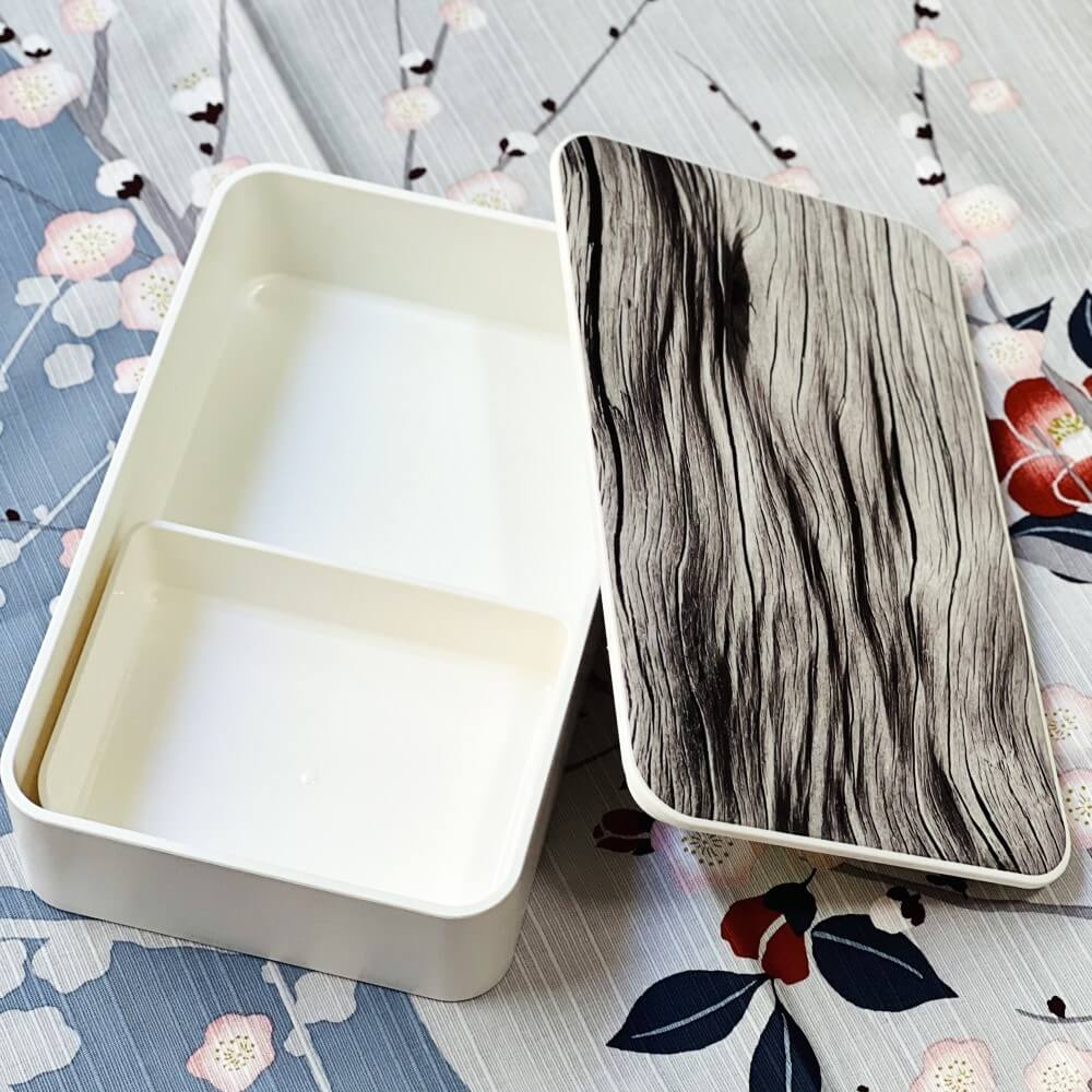 lid opened juniper monotone bento box