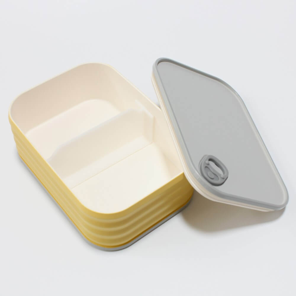 lid opened yellow eatcan bento box